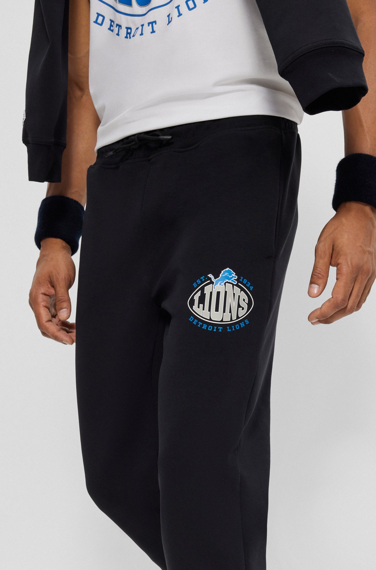 Pantalones de chándal BOSS x NFL de mezcla de algodón con detalle de la colaboración, Lions
