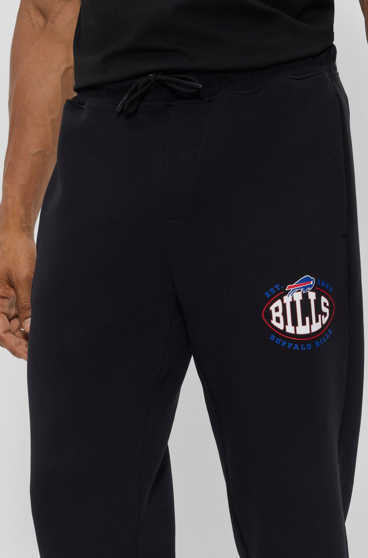 BOSS x NFL cotton-blend tracksuit bottoms with collaborative branding, Bills