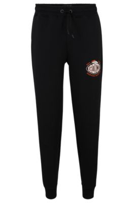 Boss x NFL Cotton-Blend Tracksuit Bottoms with Collaborative branding- Broncos | Men's Jogging Pants Size L