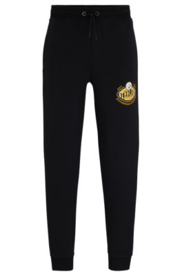Shop Hugo Boss Boss X Nfl Cotton-blend Tracksuit Bottoms With Collaborative Branding In Steelers