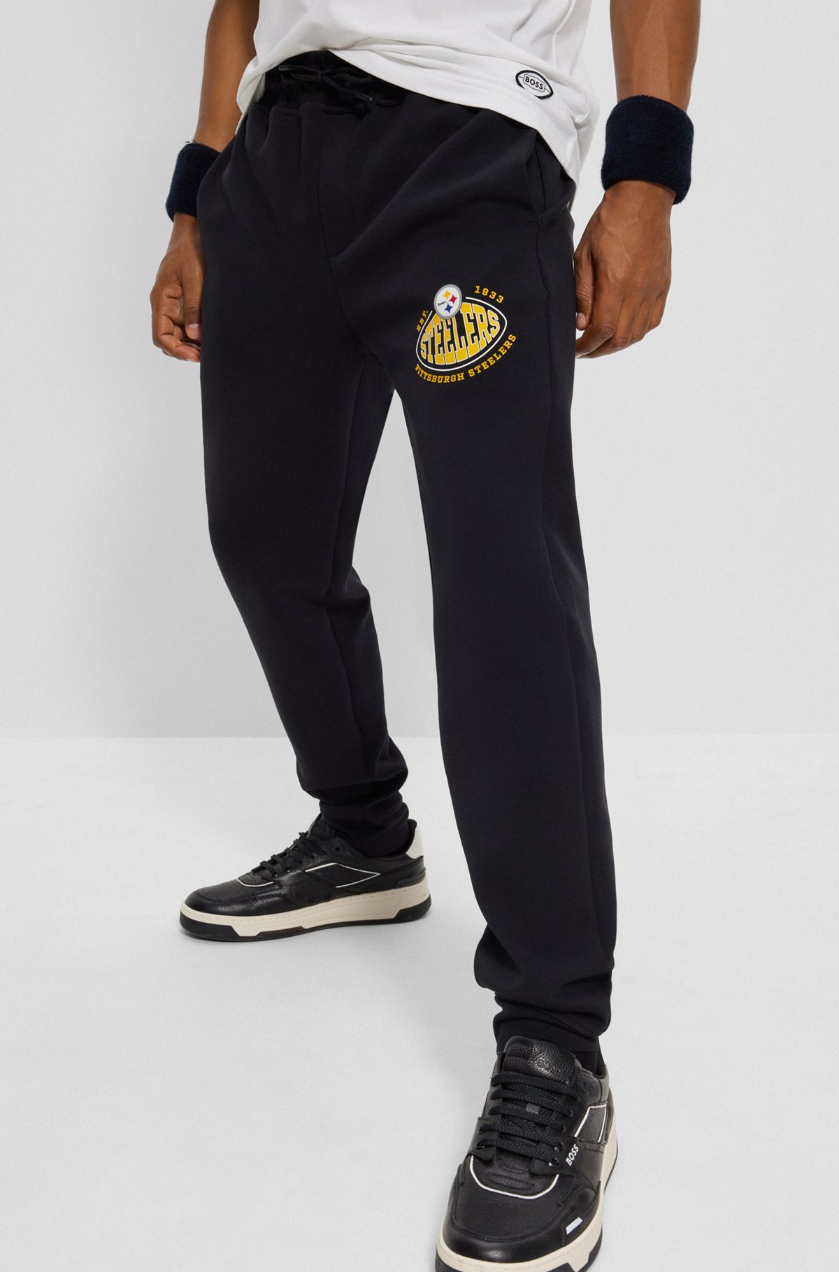 Pantalones de chándal BOSS x NFL de mezcla de algodón con detalle de la colaboración, Steelers