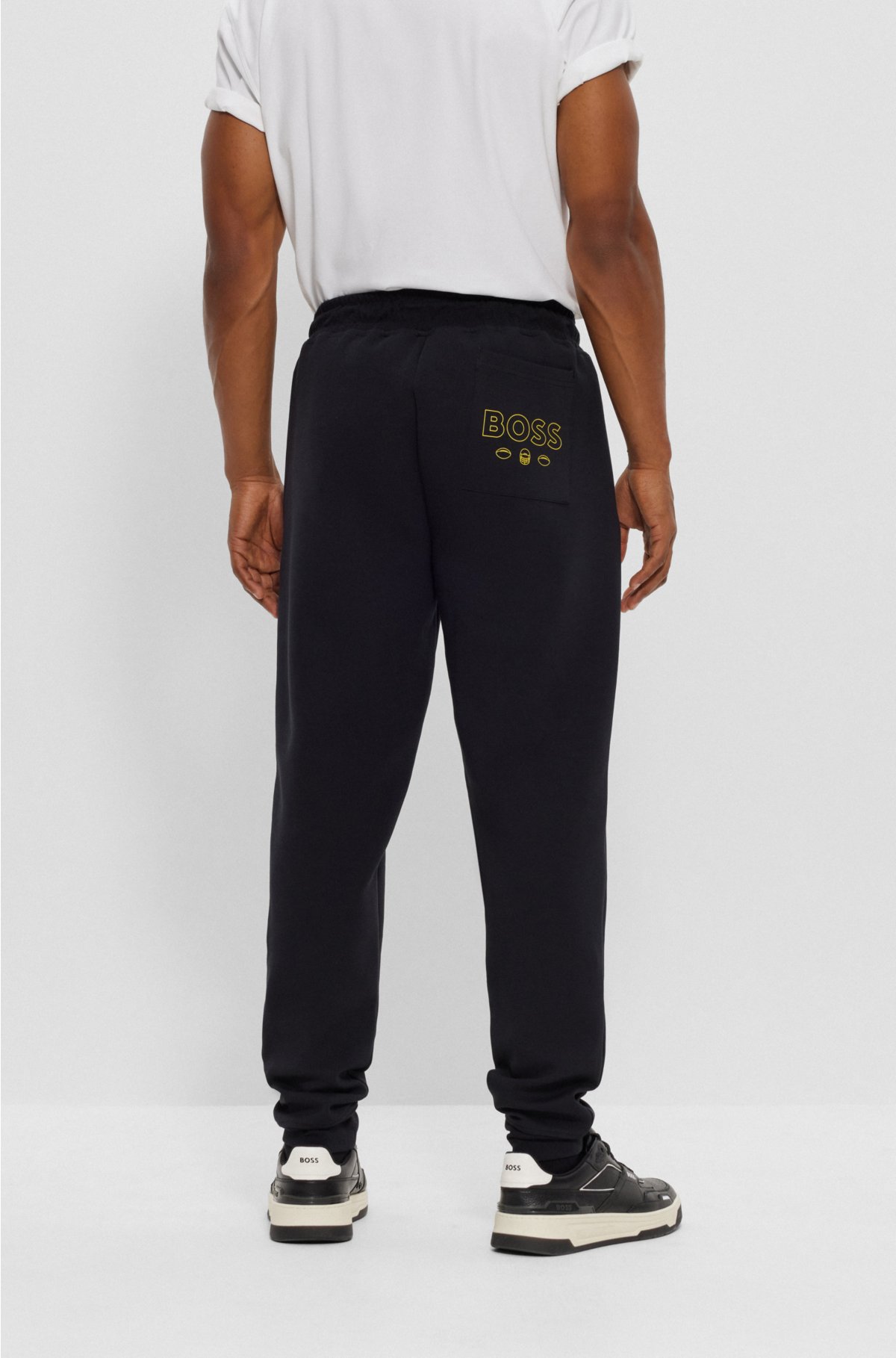 BOSS x NFL cotton-blend tracksuit bottoms with collaborative branding, Steelers