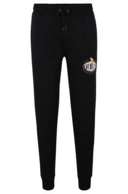 Shop Hugo Boss Boss X Nfl Cotton-blend Tracksuit Bottoms With Collaborative Branding In Vikings