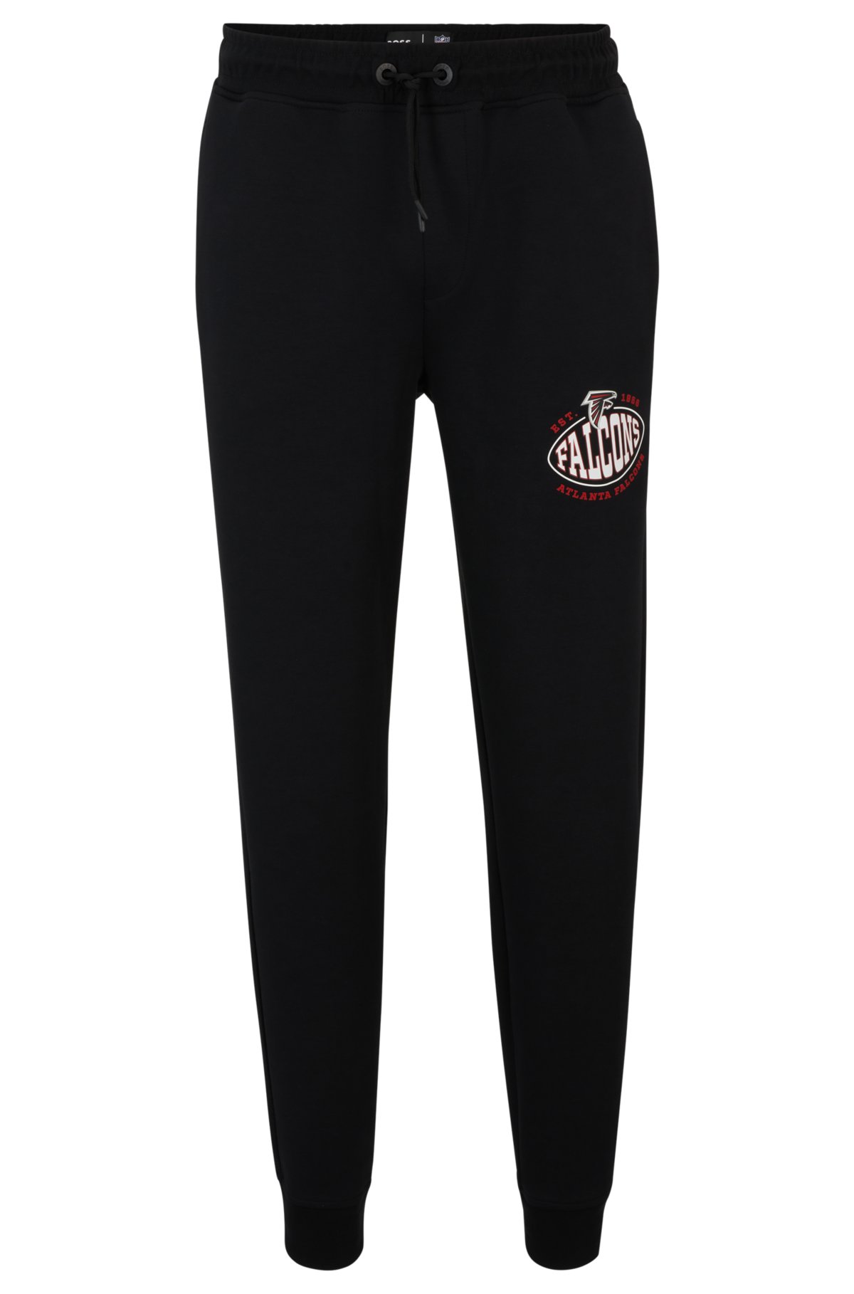 BOSS x NFL cotton-blend tracksuit bottoms with collaborative branding, Falcons