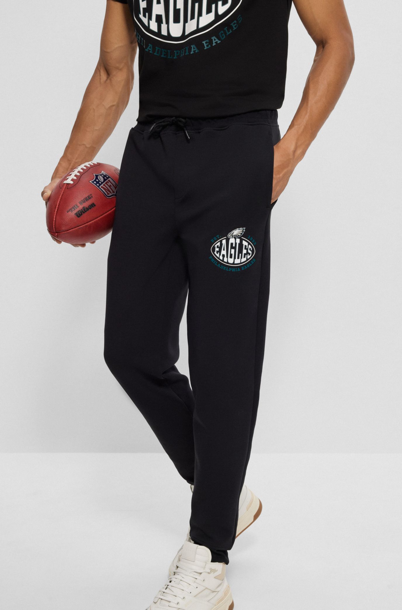 Boss x NFL Cotton-Blend Tracksuit Bottoms with Collaborative branding- Bengals | Men's Jogging Pants Size 2XL