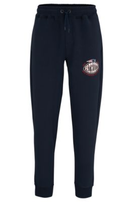 Men's Boss x NFL Cotton-Blend Tracksuit Bottoms with Collaborative Branding - Patriots Blue - Size Large