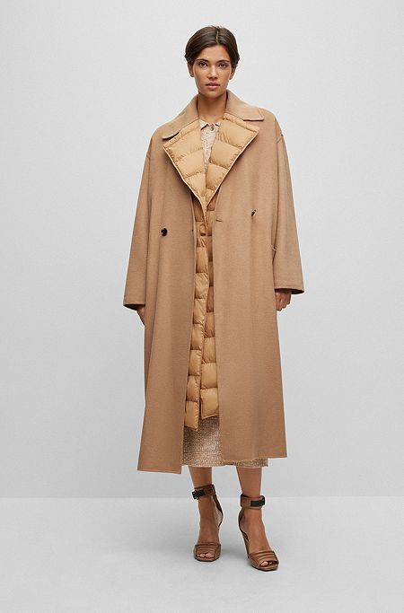Regular-fit coat with padded inner jacket, Beige