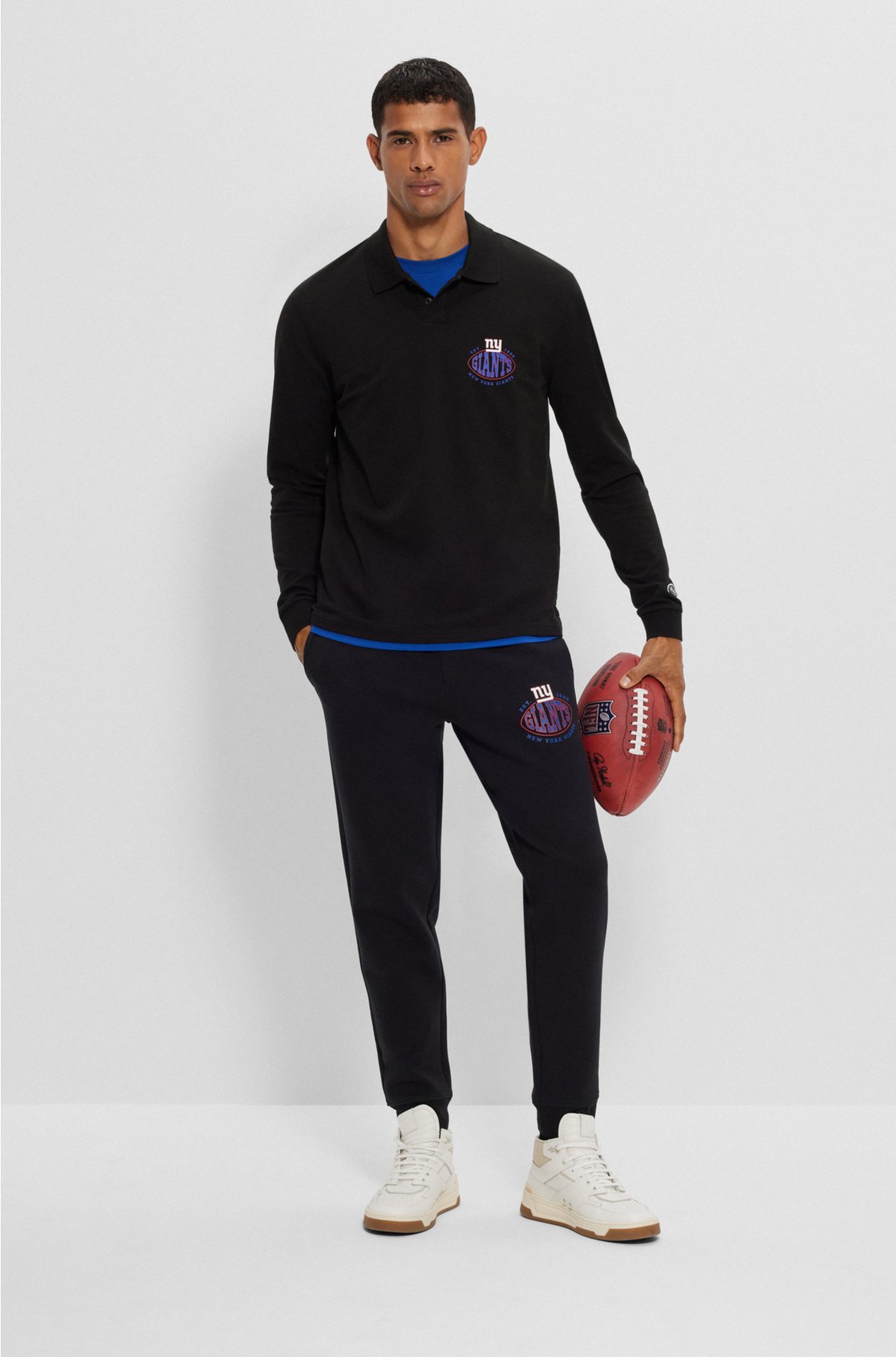 BOSS x NFL long-sleeved polo shirt with collaborative branding, Giants