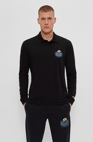 BOSS x NFL long-sleeved polo shirt with collaborative branding, Rams