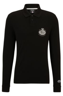 Shop Hugo Boss Boss X Nfl Long-sleeved Polo Shirt With Collaborative Branding In Raiders