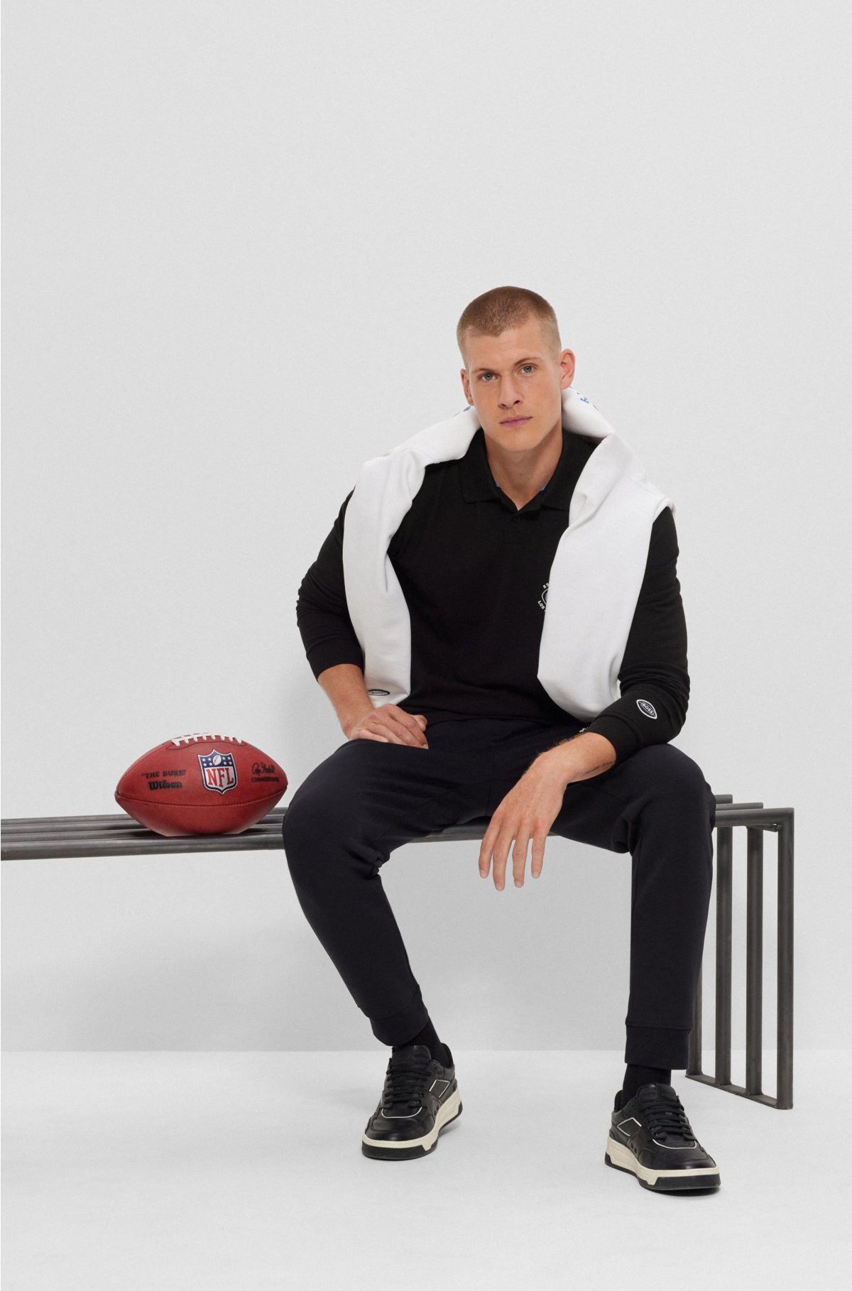 BOSS - BOSS x NFL long-sleeved polo shirt with collaborative branding
