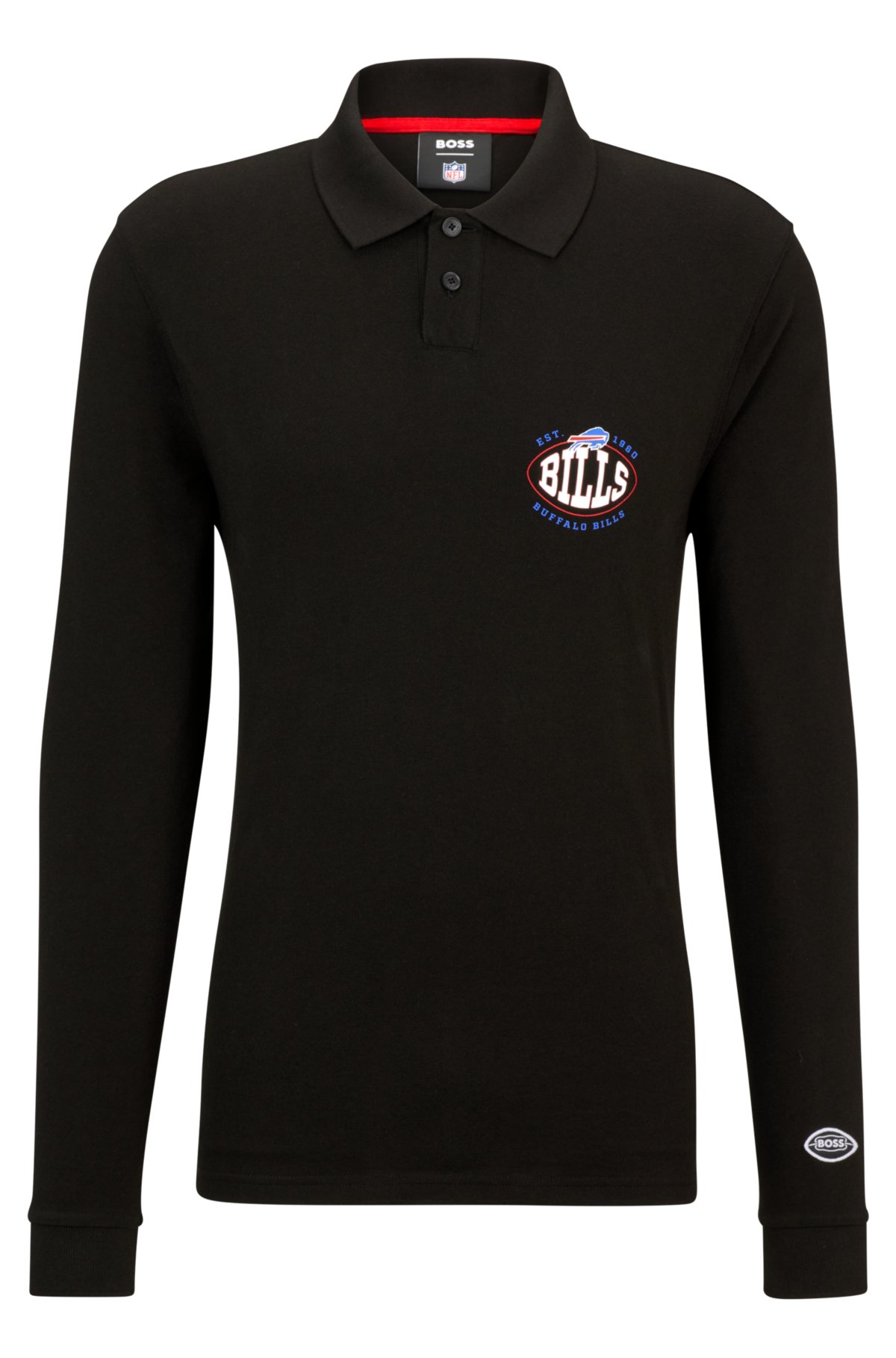 Boss x NFL Long-sleeved Polo Shirt with Collaborative branding- Bills | Men's Shop All Size 2XL