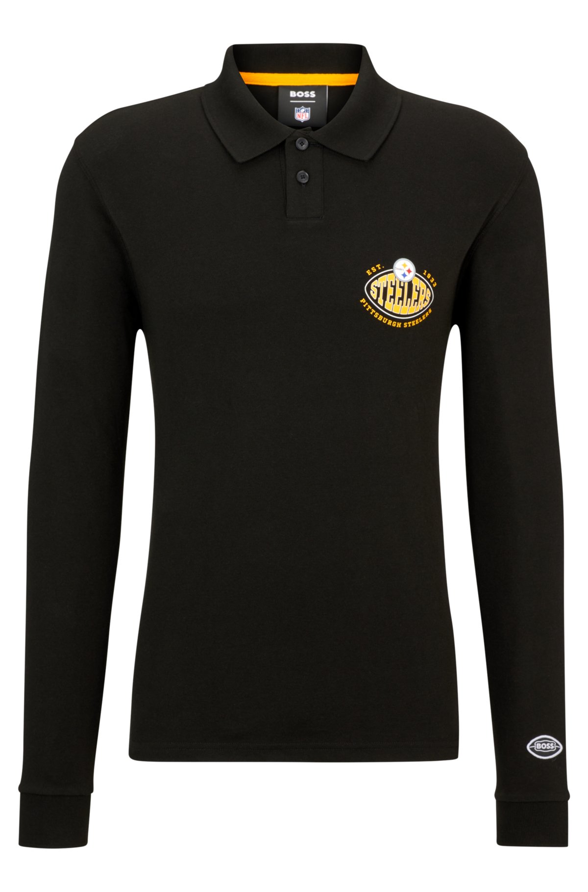 Boss x NFL Long-sleeved Polo Shirt with Collaborative branding- Steelers | Men's Polo Shirts Size 3XL