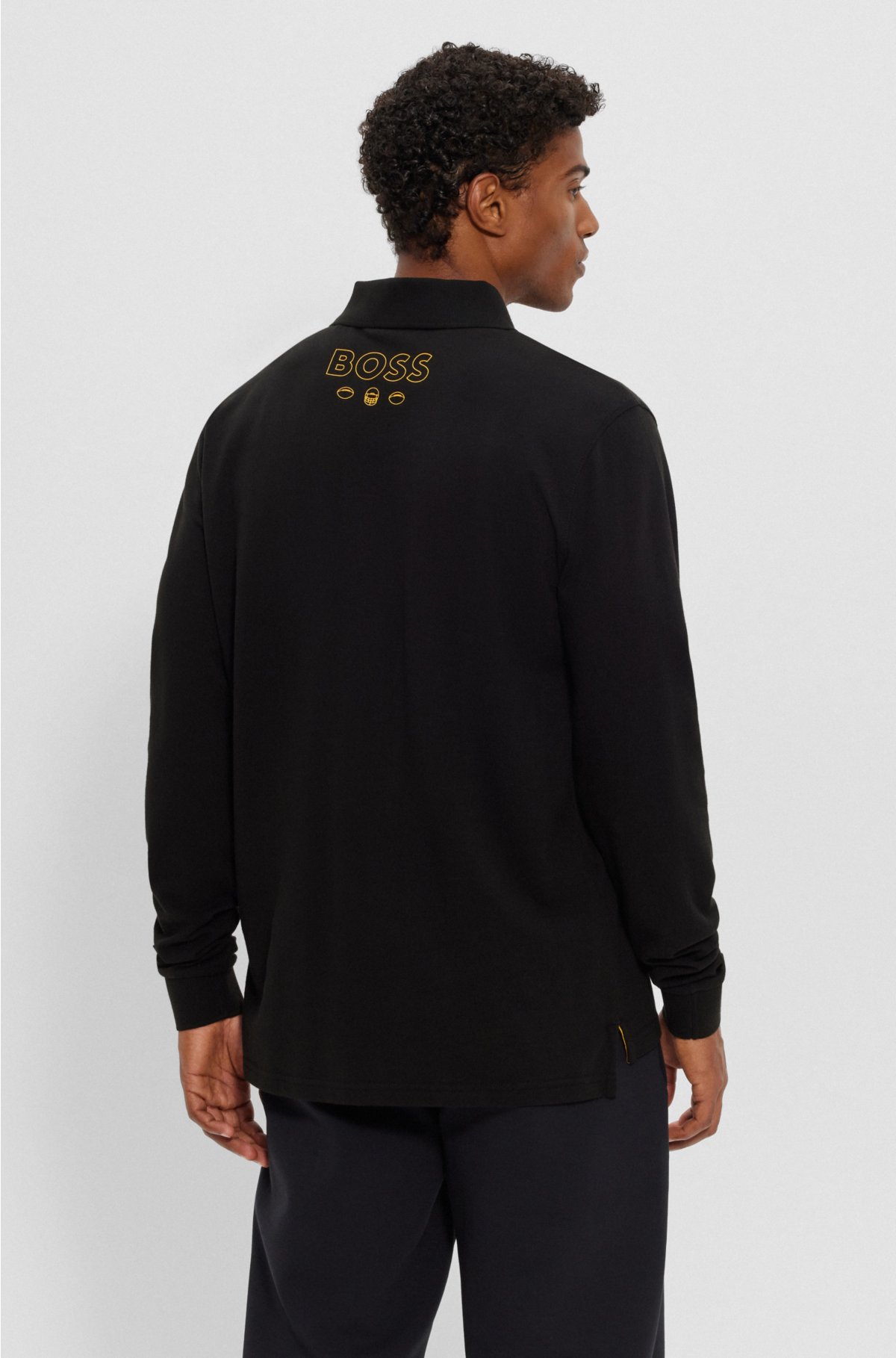 BOSS x NFL long-sleeved polo shirt with collaborative branding, Steelers