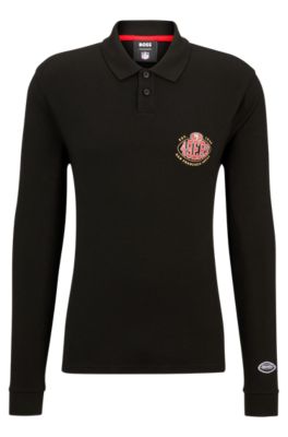 Shop Hugo Boss Boss X Nfl Long-sleeved Polo Shirt With Collaborative Branding In 49ers