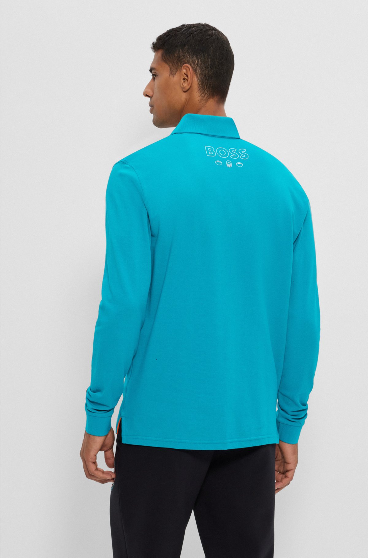 BOSS x NFL long-sleeved polo shirt with collaborative branding, Dolphins