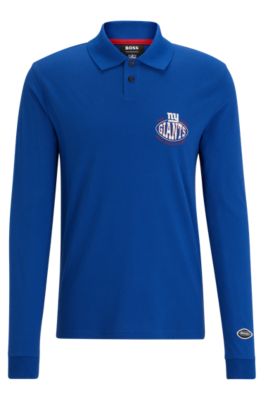Shop Hugo Boss Boss X Nfl Long-sleeved Polo Shirt With Collaborative Branding In Giants