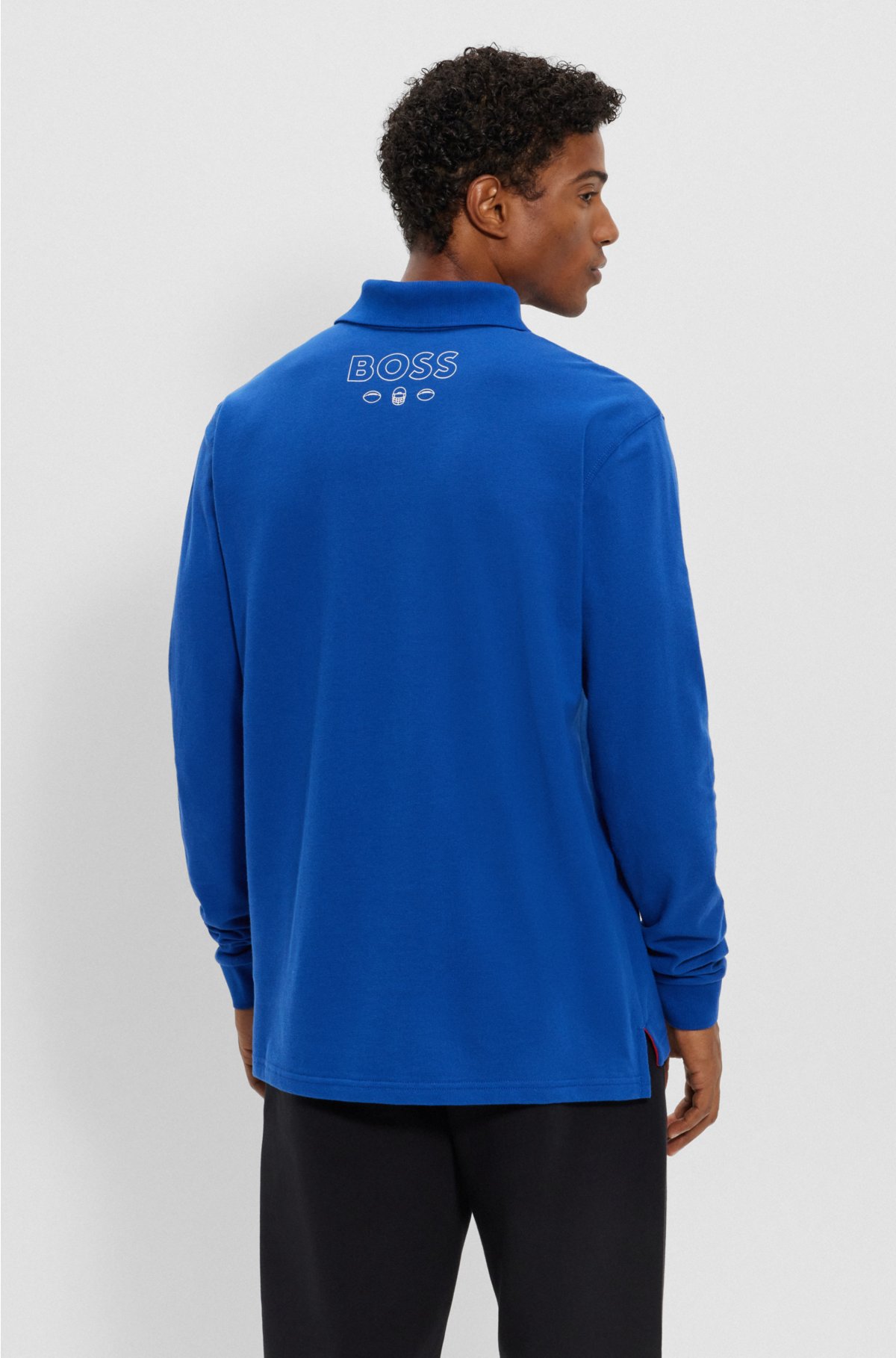 BOSS x NFL long-sleeved polo shirt with collaborative branding, Giants