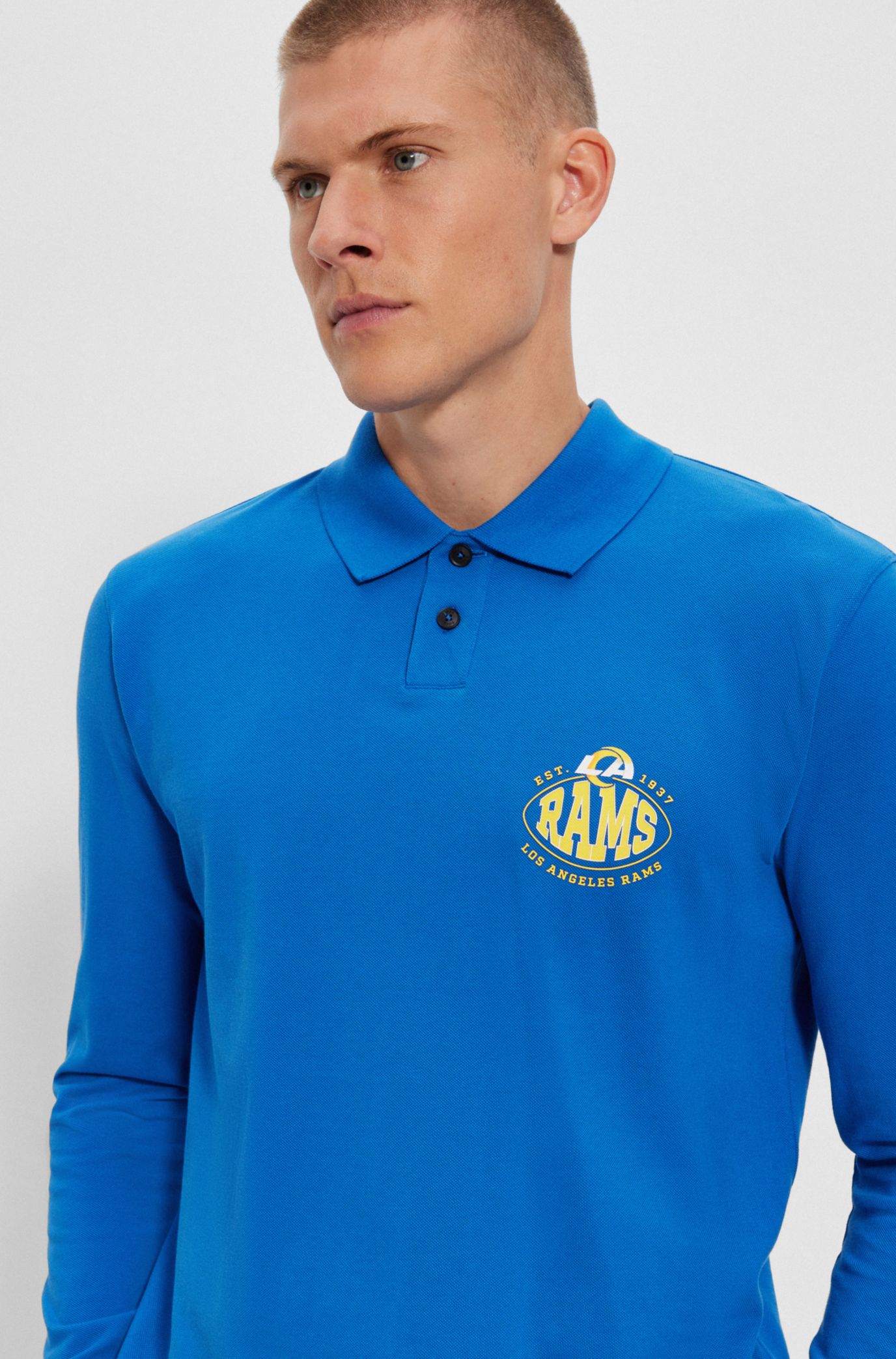 Los Angeles Rams Polo Shirt LA Button Golf Chest