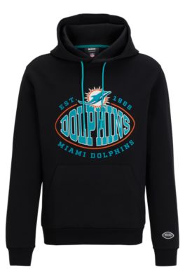 Shop Hugo Boss Boss X Nfl Cotton-blend Hoodie With Collaborative Branding In Dolphins