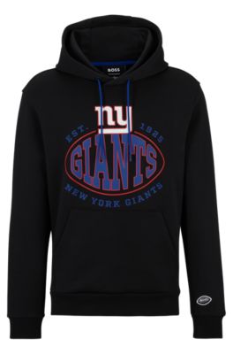 Shop Hugo Boss Boss X Nfl Cotton-blend Hoodie With Collaborative Branding In Giants