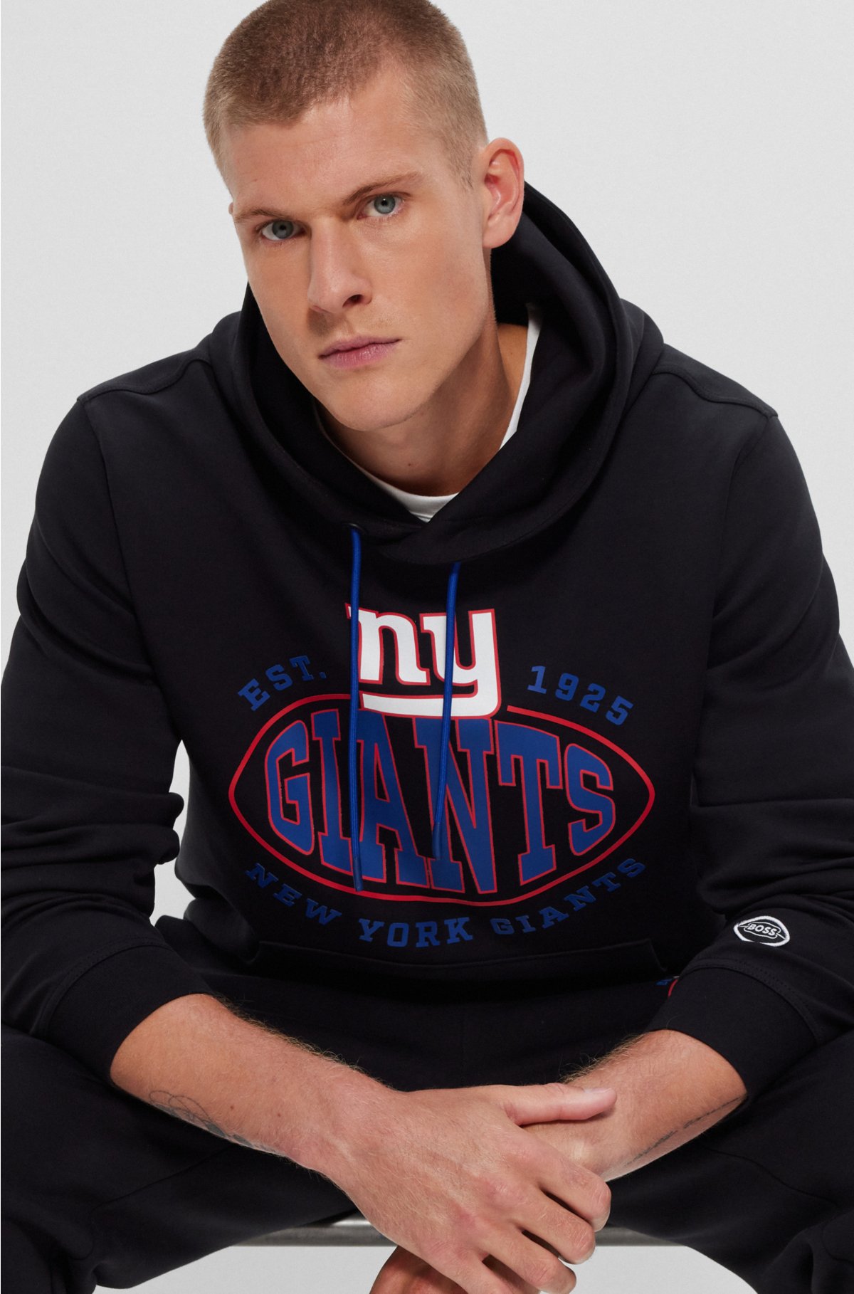  BOSS x NFL cotton-blend hoodie with collaborative branding, Giants