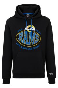  Sweat à capuche BOSS x NFL en coton mélangé avec logo du partenariat, Rams