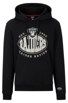 Shop Hugo Boss Boss X Nfl Cotton-blend Hoodie With Collaborative Branding In Raiders