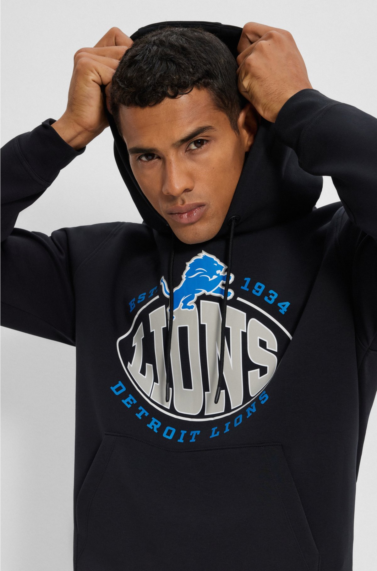  BOSS x NFL cotton-blend hoodie with collaborative branding, Lions