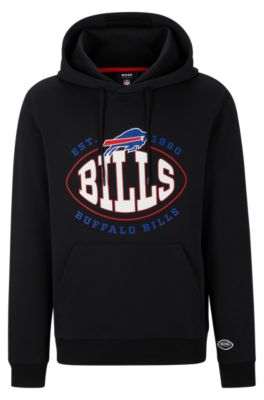 Shop Hugo Boss Boss X Nfl Cotton-blend Hoodie With Collaborative Branding In Bills