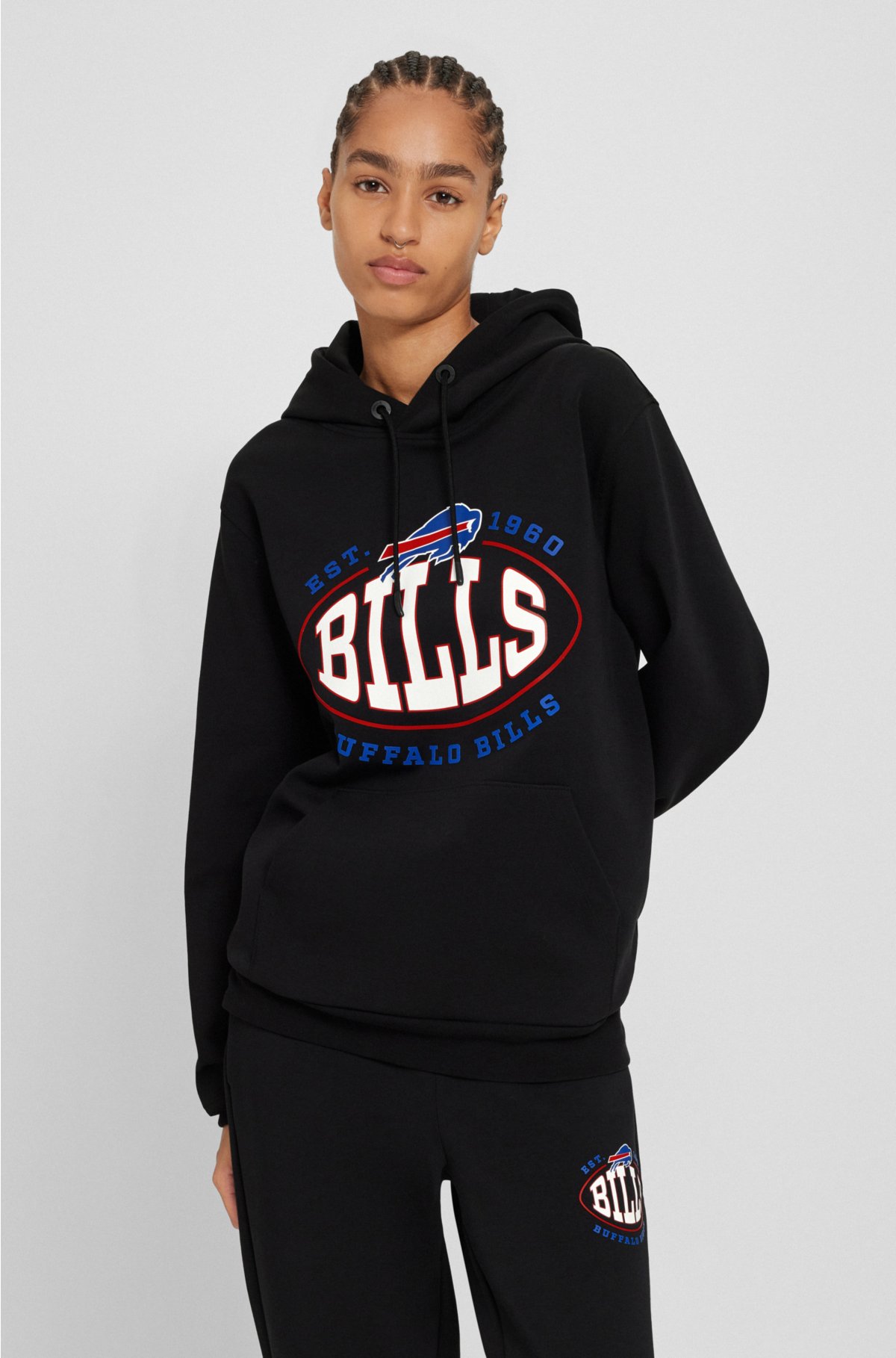 BOSS x NFL cotton-blend hoodie with collaborative branding, Bills