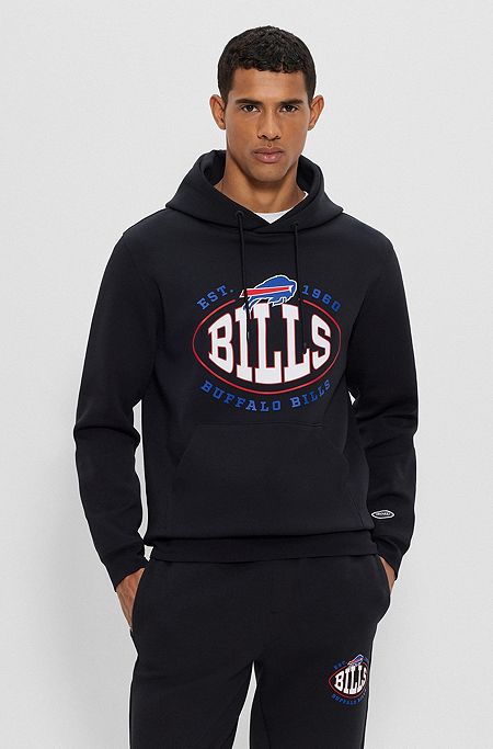  Sweat à capuche BOSS x NFL en coton mélangé avec logo du partenariat, Bills