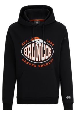 Shop Hugo Boss Boss X Nfl Cotton-blend Hoodie With Collaborative Branding In Broncos