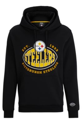 Shop Hugo Boss Boss X Nfl Cotton-blend Hoodie With Collaborative Branding In Steelers