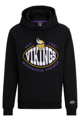 Shop Hugo Boss Boss X Nfl Cotton-blend Hoodie With Collaborative Branding In Vikings