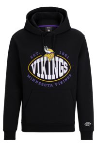  Sweat à capuche BOSS x NFL en coton mélangé avec logo du partenariat, Vikings