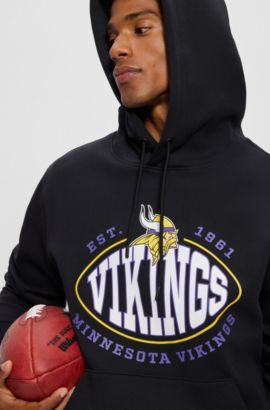 Men's Minnesota Vikings BOSS X NFL Black Touchback Pullover Hoodie in 2023