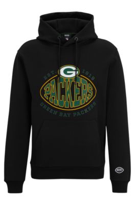 Shop Hugo Boss Boss X Nfl Cotton-blend Hoodie With Collaborative Branding In Packers