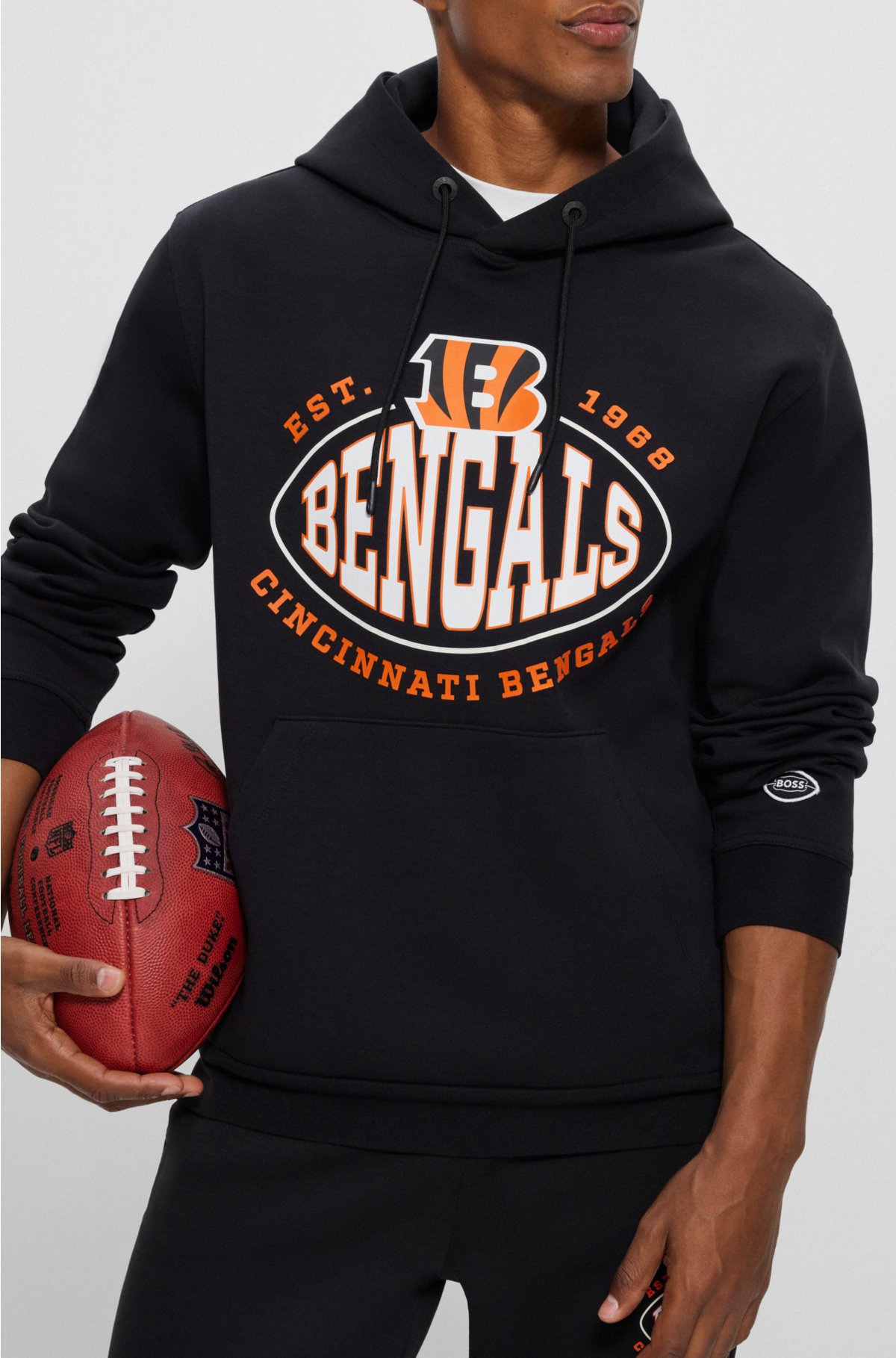  BOSS x NFL cotton-blend hoodie with collaborative branding, Bengals