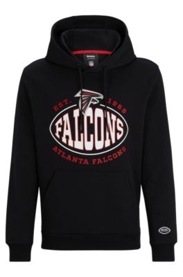 Hugo Boss Boss X Nfl Cotton-blend Hoodie With Collaborative Branding In Falcons Charcoal