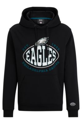 Shop Hugo Boss Boss X Nfl Cotton-blend Hoodie With Collaborative Branding In Eagles