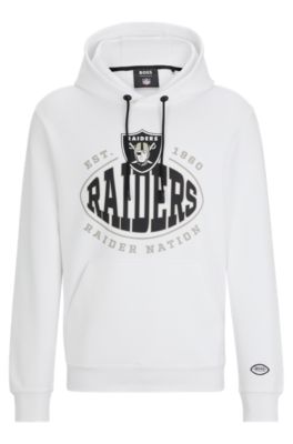 Shop Hugo Boss Boss X Nfl Cotton-blend Hoodie With Collaborative Branding In Raiders