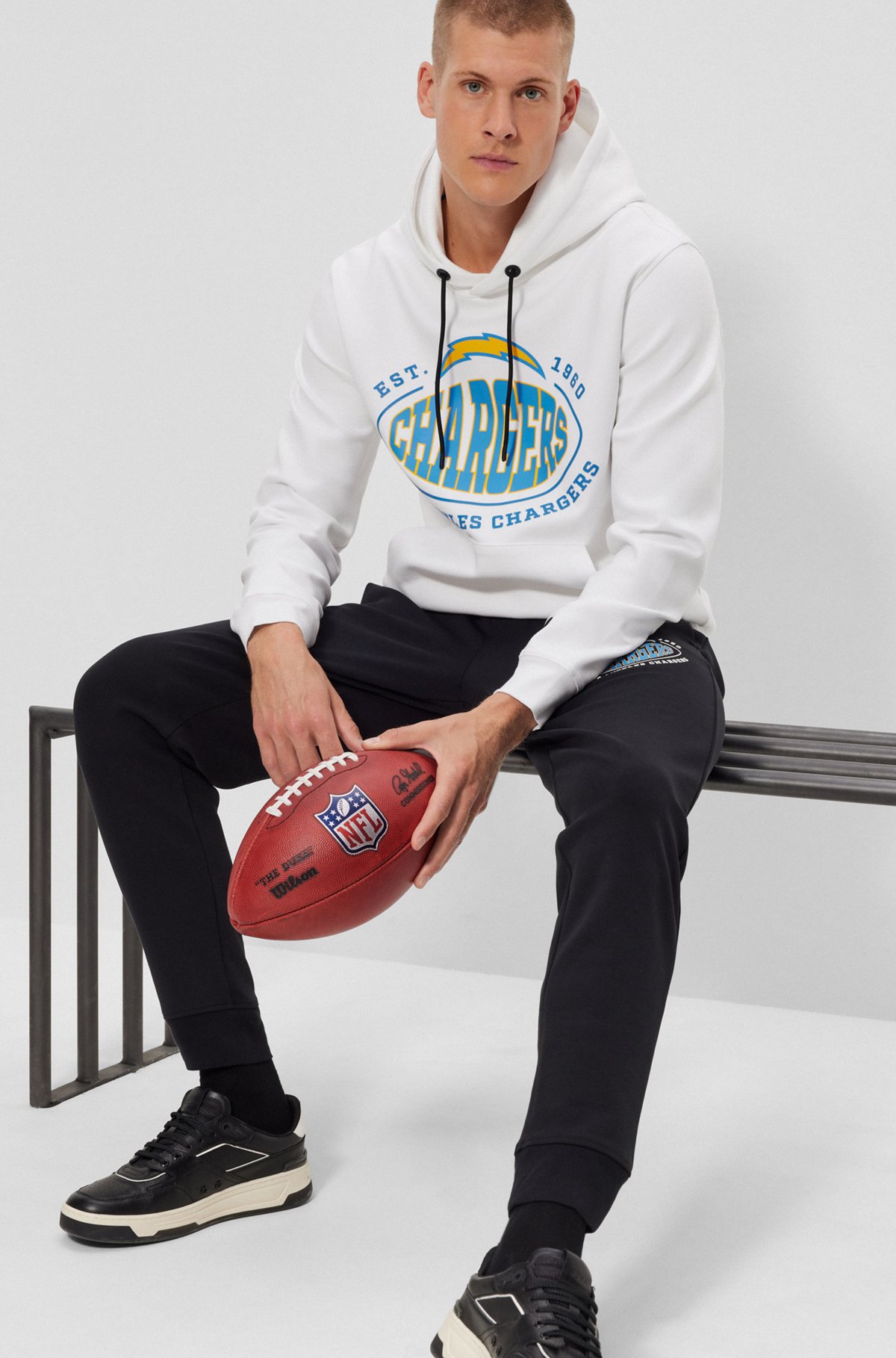  BOSS x NFL cotton-blend hoodie with collaborative branding, Chargers
