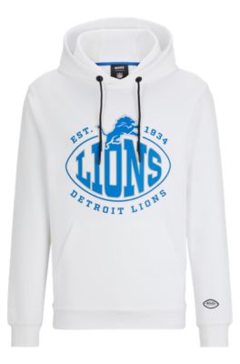 Shop Hugo Boss Boss X Nfl Cotton-blend Hoodie With Collaborative Branding In Lions