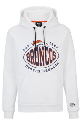 Shop Hugo Boss Boss X Nfl Cotton-blend Hoodie With Collaborative Branding In Broncos