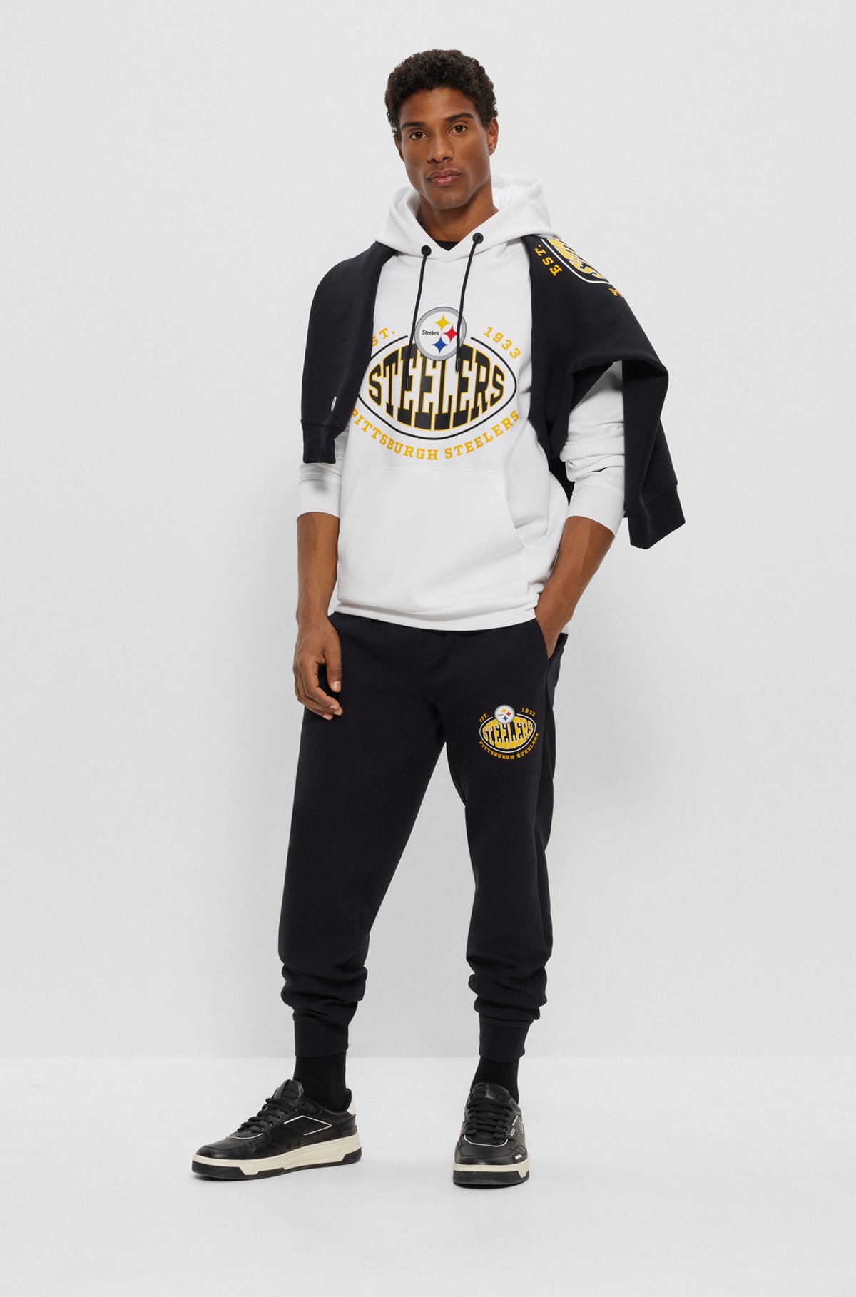  BOSS x NFL cotton-blend hoodie with collaborative branding, Steelers