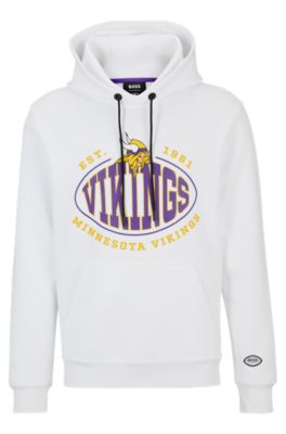 Shop Hugo Boss Boss X Nfl Cotton-blend Hoodie With Collaborative Branding In Vikings