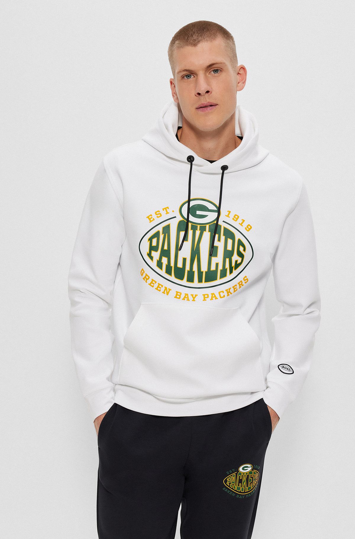  BOSS x NFL cotton-blend hoodie with collaborative branding, Packers
