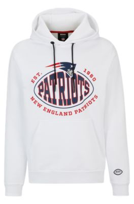 Shop Hugo Boss Boss X Nfl Cotton-blend Hoodie With Collaborative Branding In Patriots
