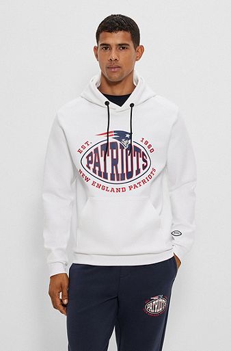  BOSS x NFL cotton-blend hoodie with collaborative branding, Patriots